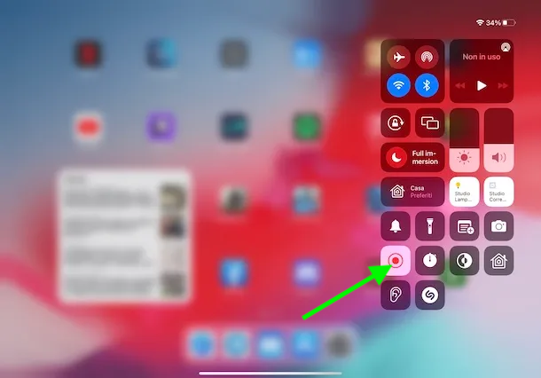 Inizia Registrazione Schermo iPad
