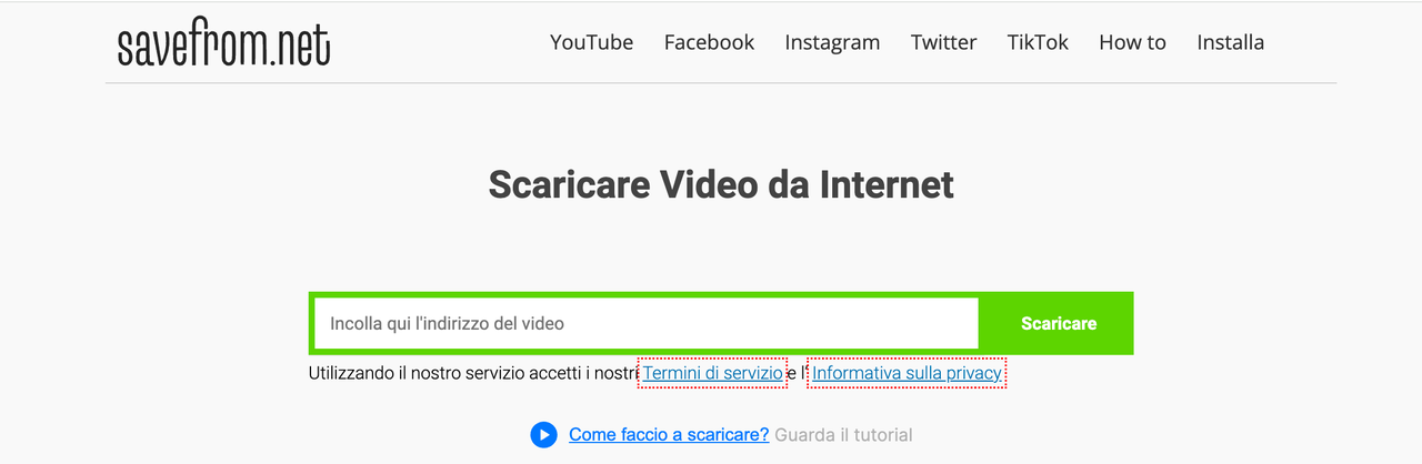 Interfaccia Savefromnet