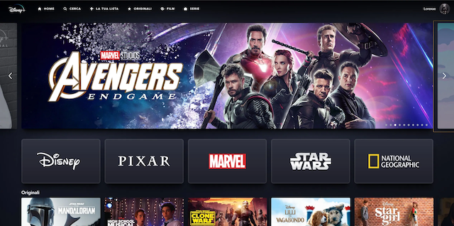 Pagina Principale Disney Plus