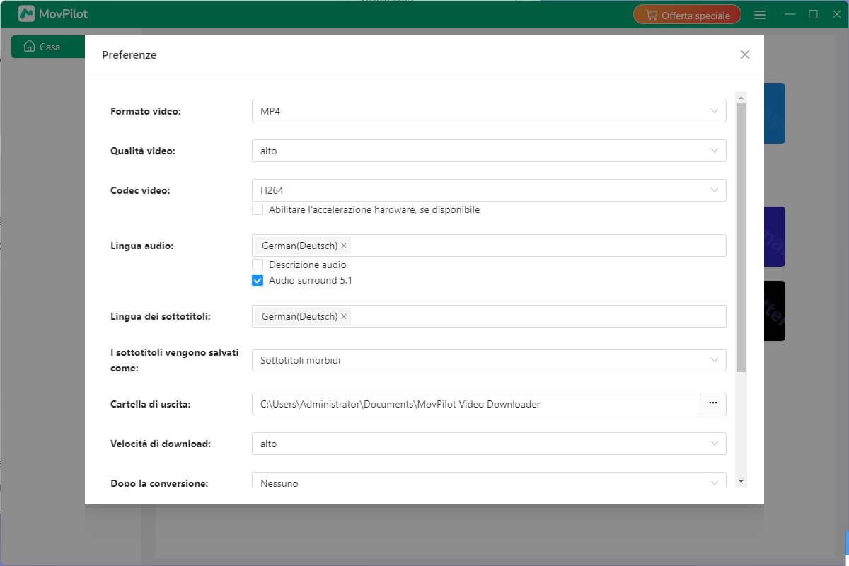 Personalizza le Impostazioni di Output