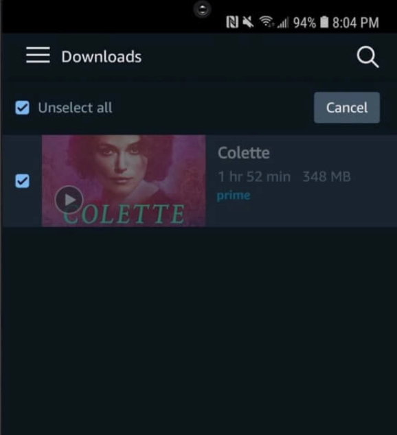 Prime Video Downloads in Android App
