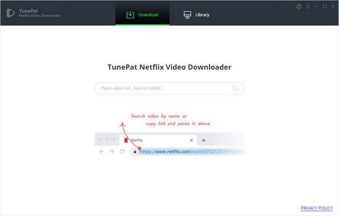 Interfaccia Tunepat Netflix Video Downloader